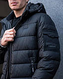 Куртка чоловіча зимова з капюшоном великий розмір 48 графіт, фото 3