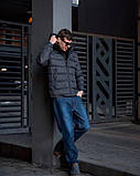 Куртка чоловіча зимова з капюшоном великий розмір 48 графіт, фото 4