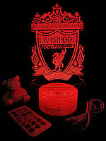 3d лампа ФК Ливерпуль, подарок для фанатов футбола, светильник или ночник, 7 цветов, 4 режима, пульт