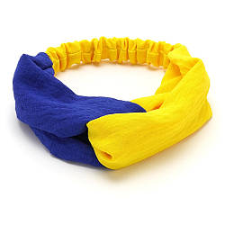 Пов'язка-чалма з тканини креп жатка  синьо-жовта