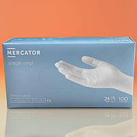 Перчатки виниловые неопудренные прозрачные Mercator М 100 шт