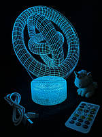 3d лампа Три кольца, подарок для интерьера дома, светильник или ночник, 7 цветов, 4 режима, пульт