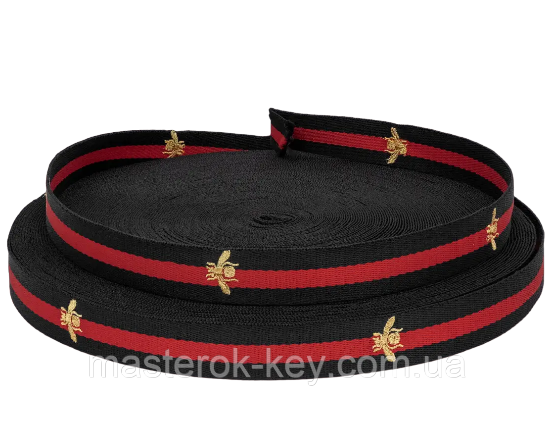 Стропа для сумок та ременів ширина 25мм Gucci колір Чорний