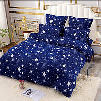 Велюровое постельное белье синее со звездами