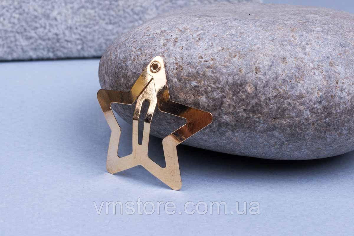 Шпилька зірочка хлопавка, золотиста, 1 штука, фото 1