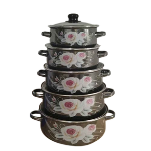 Набір емальованих каструль Premier 10 предметів, набір з 5 каструль з кришками