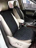 Накидки на сиденья авто алькантара DEKOR Черные (нитка серая, передние)