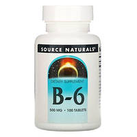Витамин B-6, B-6 Timed Release, Source Naturals, 500 мг, 100 таблеток