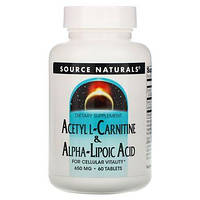 Ацетил L-карнитин + Альфа-липоевая кислота Source Naturals (Acetyl L-Carnitine and Alpha Lipoic Acid) 60