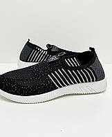 Жіночі мокасини кеди кросівки чорні тканинні універсальні на гумовій підошві розмір 41