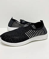 Чорні тканинні мокасини універсальні жіночі кеди кросівки на гумовій підошві розмір 39