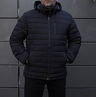Мужская стильная утеплённая демисезонная куртка больших размеров (черная)