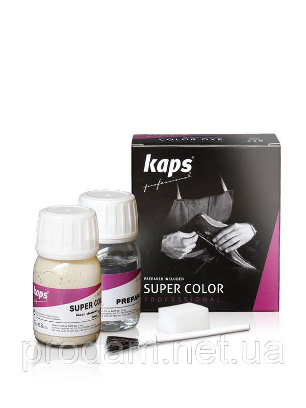 Фарба біла для гладкої шкіри взуття Kaps Super Color 25 мл + очисник