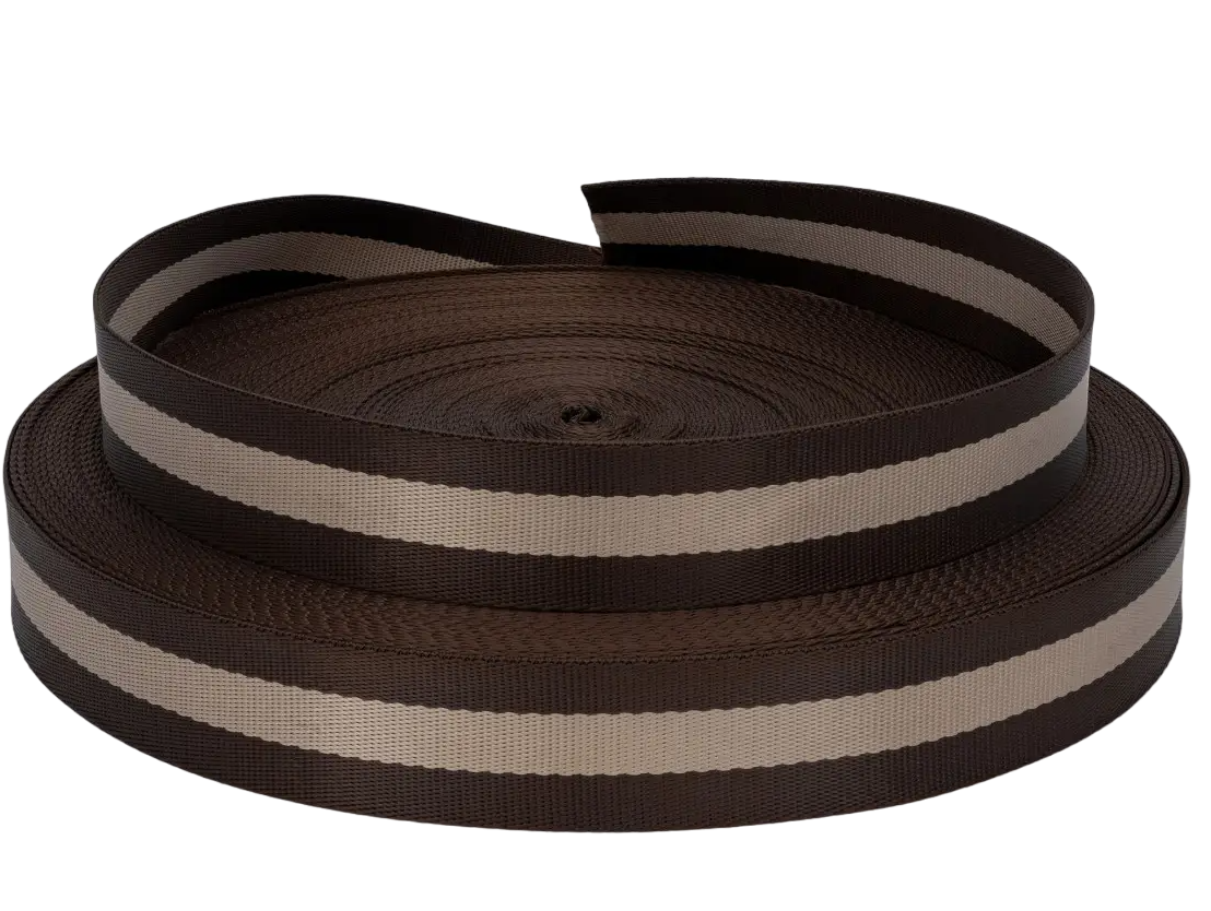Стропа для сумок та ременів ширина 38мм колір Коричневий+бежевий, фото 1