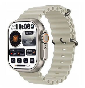 Розумний смарт годинник HK8 Pro Max Ultra 49mm AMOLED екран з магнітною зарядкою та функцією дзвінка Сірі