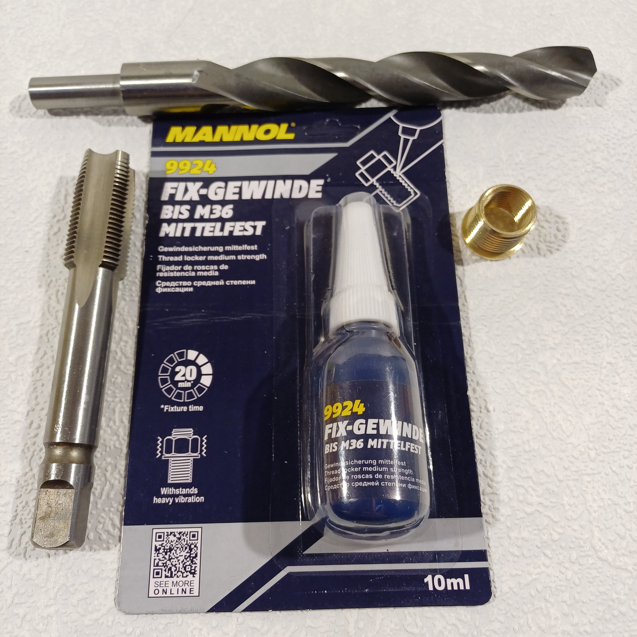 Ремкомплект резьбы свечной ГБЦ (гужон,сверло,метчик) с фиксатором ...