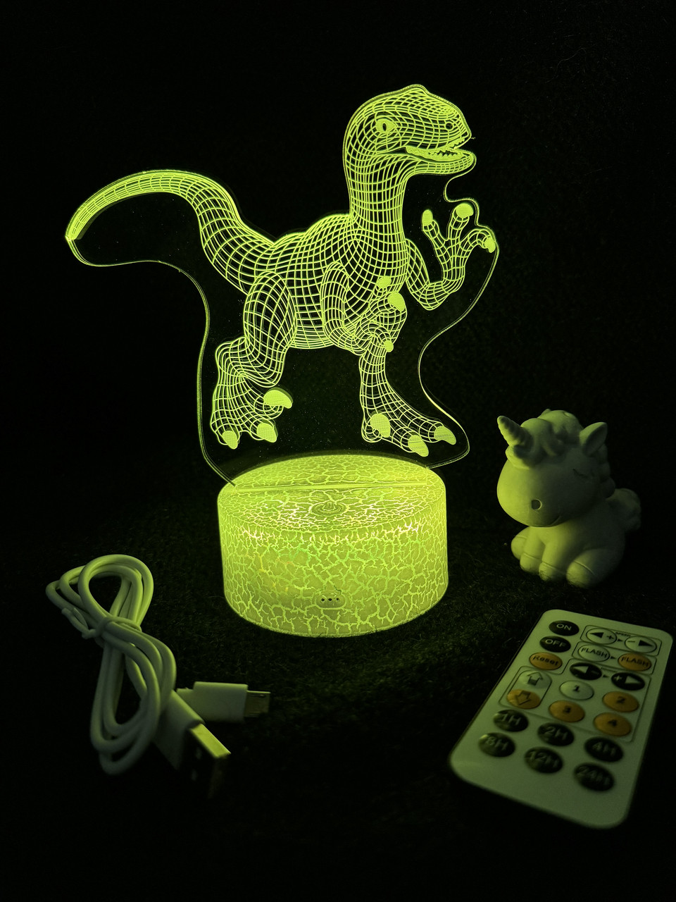 3d лампа Велоцираптор, подарунок для фанатів фільму Парк Юрського періоду, нічник, 7 кольорів, 4 режими, пульт, фото 1