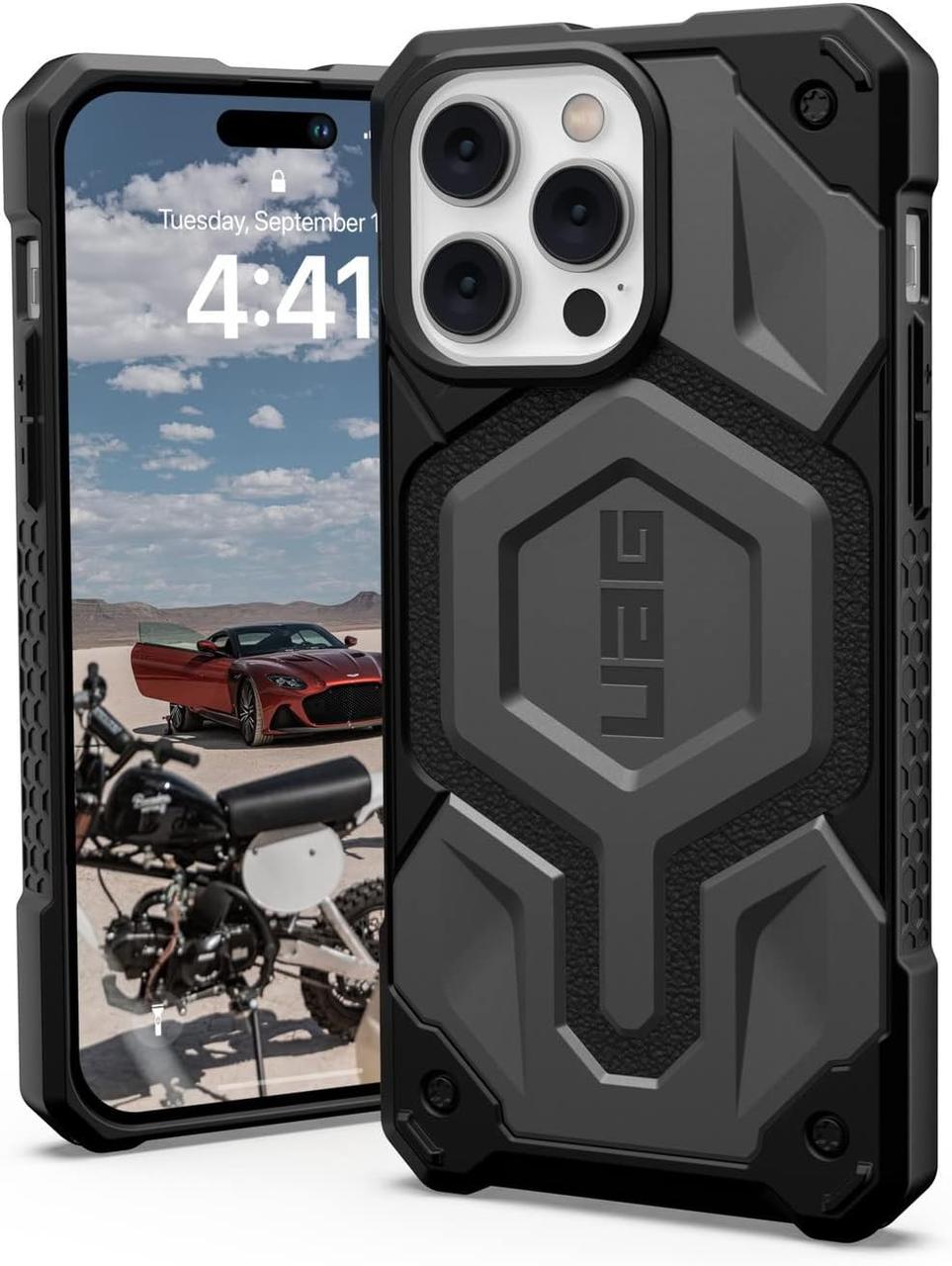 Чохол UAG Monarch Pro Leather MagSafe Silver для iPhone 14 Pro Max
