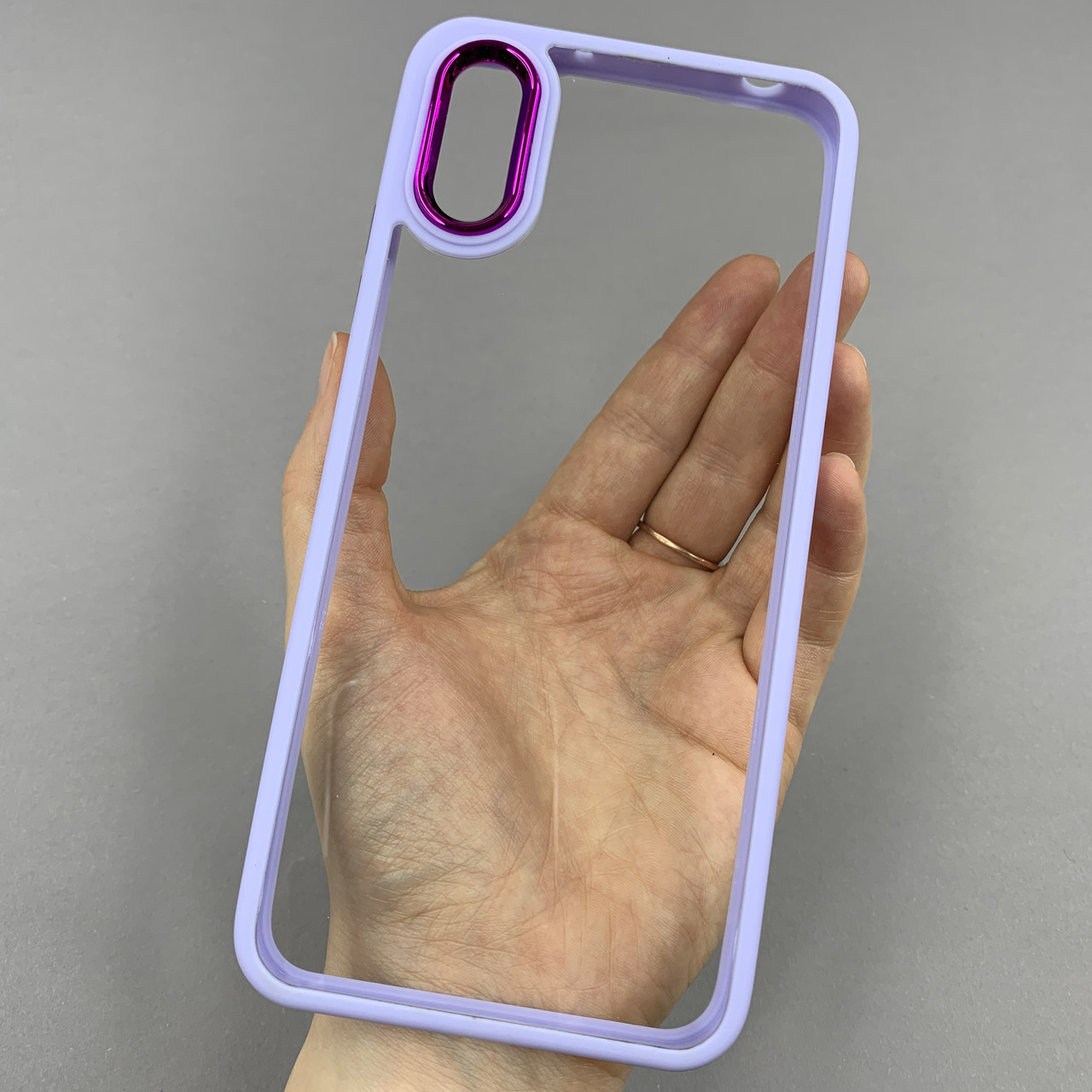 Чохол для Xiaomi Redmi 9A прозорий чохол з кольоровою окантовкою на телефон сяомі редмі 9а бузковий l1n