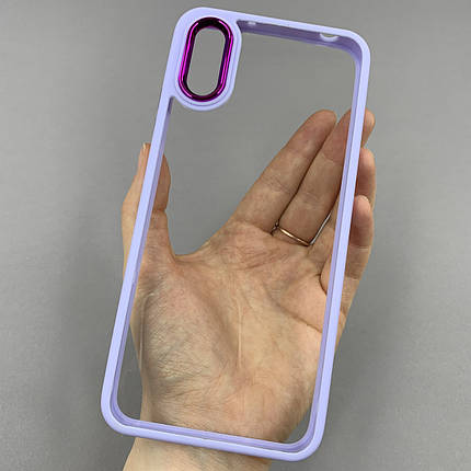 Чохол для Xiaomi Redmi 9A прозорий чохол з кольоровою окантовкою на телефон сяомі редмі 9а бузковий l1n, фото 1