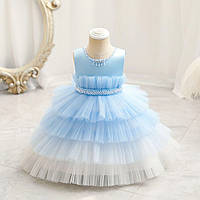 Детское красивое нарядное платье на девочку, голубое платьице для малышей