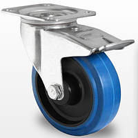 Поворотное колесо с тормозом диаметром 80 мм из эластичной резины
