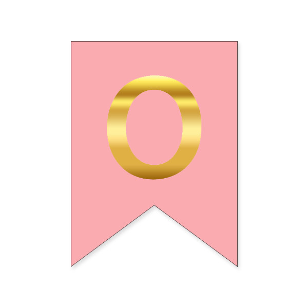 Букви на прапорці для будь яких написів "О" золото на рожевому
