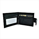 Чоловічий шкіряний гаманець-зажим Weatro 11 х 8 х 1,5 см Чорний wtro-nw-163-33-03, фото 3