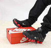 Мужские кроссовки Nike Shox TL 'Triple Black/Red" (черные с красным) молодежные спортивные кроссы Y14141