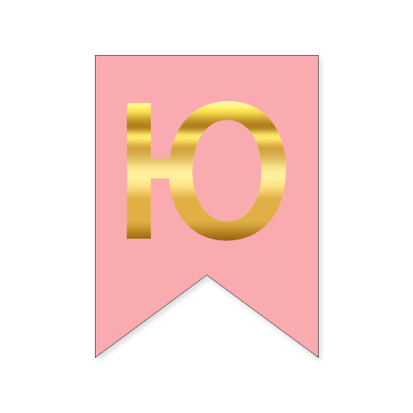Букви на прапорці для будь яких написів "Ю" золото на рожевому