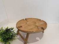 Деревянная посуда винный столик дополнит удобством застолья 35 см.