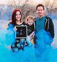 Синие (голубые) густые дымовые шашки для определения пола ребенка длинные 22,5 см, 60 секунд, для гендер пати