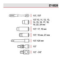 Набір інструментів INTERTOOL ET-8020, 1/2 ", 20 од., Cr-V, у кейсі, фото 7