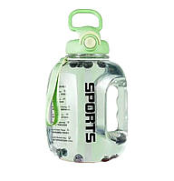 Зеленая прозрачная бутылка для воды, 2500 мл, с соломинкой внутри.
