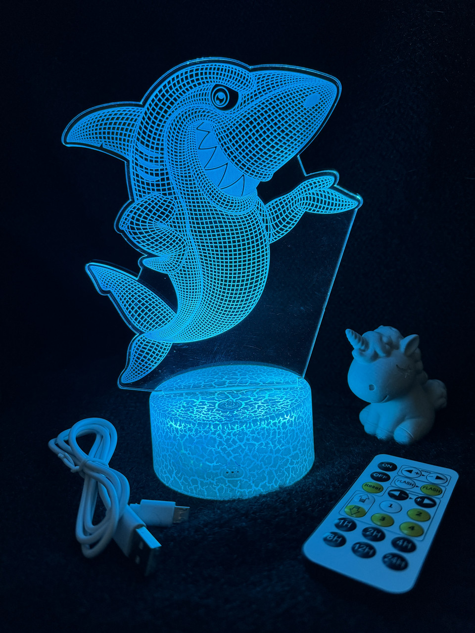 3d лампа Акула Бугор, подарунок для фанатів мультфільму у пошуках Немо, нічник, 7 кольорів, 4 режима, пульт
