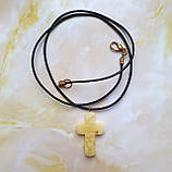 Хрестик з 100% натурального бурштину на шнурку вага 2,7г, фото 4