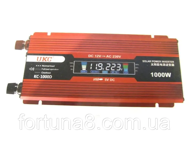 Перетворювач авто інвертор UKC 12V-220V 1000W LCD KC-1000D