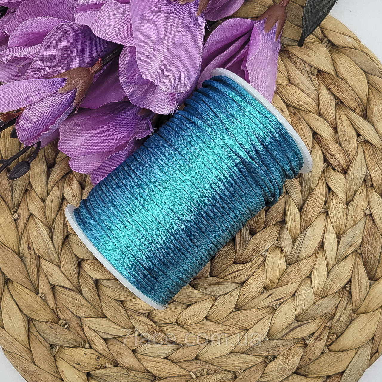 Шнур корсетний (сатиновий, шовковий) / колір БІРЮЗА / 2 мм / замовлення від 1 метра, фото 1