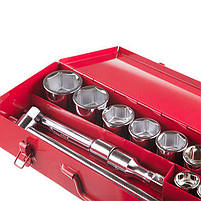 Набір інструментів INTERTOOL ET-6024, 3/4", 20 од. (гол. 19-50 мм) металевий кейс, фото 4