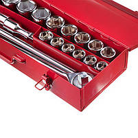 Набір інструментів INTERTOOL ET-6024, 3/4", 20 од. (гол. 19-50 мм) металевий кейс, фото 6