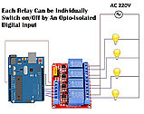 Модуль 4 реле 5В з опторозв'язкою High/Low (220 В 10 А) з клемниками, фото 6