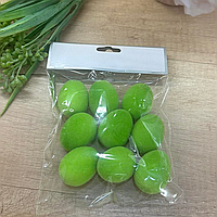 Набор пасхальных яиц 6 шт. с флоковым напылением 3*4см, цвет - зеленый лайм