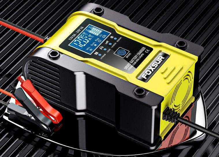 Імпульсний зарядний пристрій автоматичний foxsur 12V 6A 24V 3A, Зарядний пристрій для автомобіля