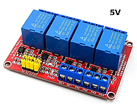 Модуль 4 реле 5В с опторазвязкой High/Low (220В 10А) с клеммниками