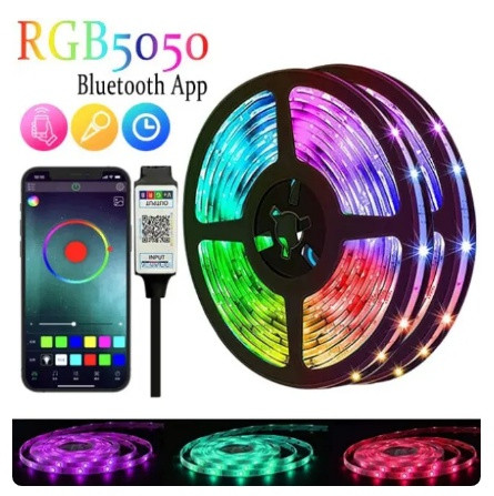 Набір LED Світлодіодна стрічка 5V Bluetooth Multi Rgb 5050 Light Strip 3m Світломузика, караоке, мікрофон, таймі, фото 1