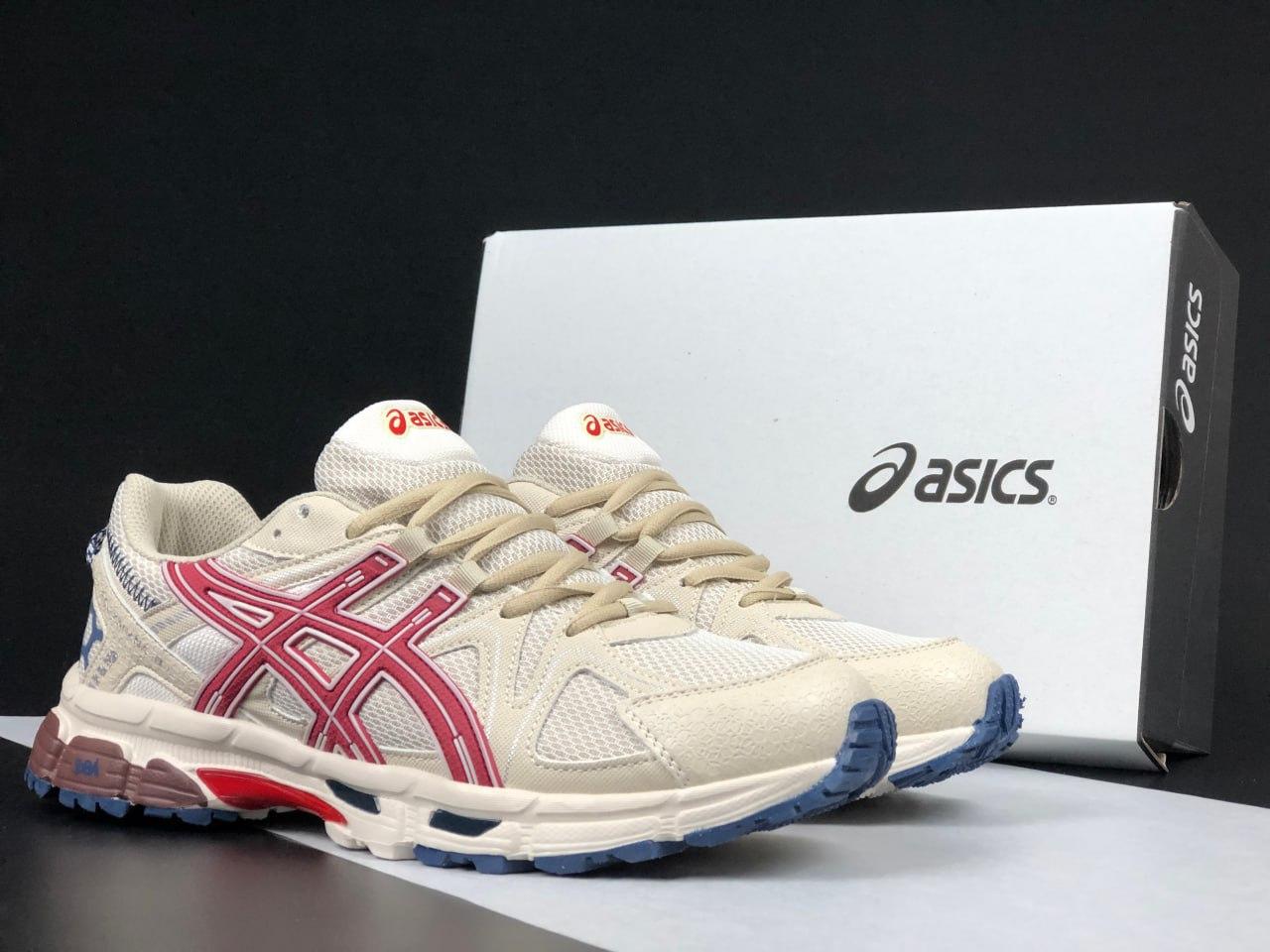 Чоловічі та жіночі кросівки Asics Gel-Kahana 8 Beige Bordo (Бежеві) Взуття Асікс Гель Кахана 8 повсякденні шкіра сітка демісезон, фото 1