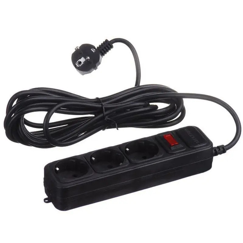 Мережевий фільтр подовжувач 5 м Greelite SP3 4797 на 3 розетки Black, фото 1