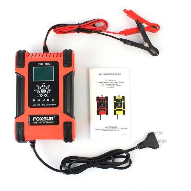 Foxsur зарядное устройство для аккумулятора Авто Мото (12A 12-24V) Импульсная Зарядка для АКБ аккумулятора - фото 6 - id-p1878487901