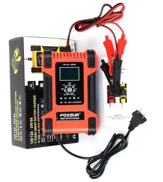 Foxsur зарядное устройство для аккумулятора Авто Мото (12A 12-24V) Импульсная Зарядка для АКБ аккумулятора - фото 10 - id-p1878487901