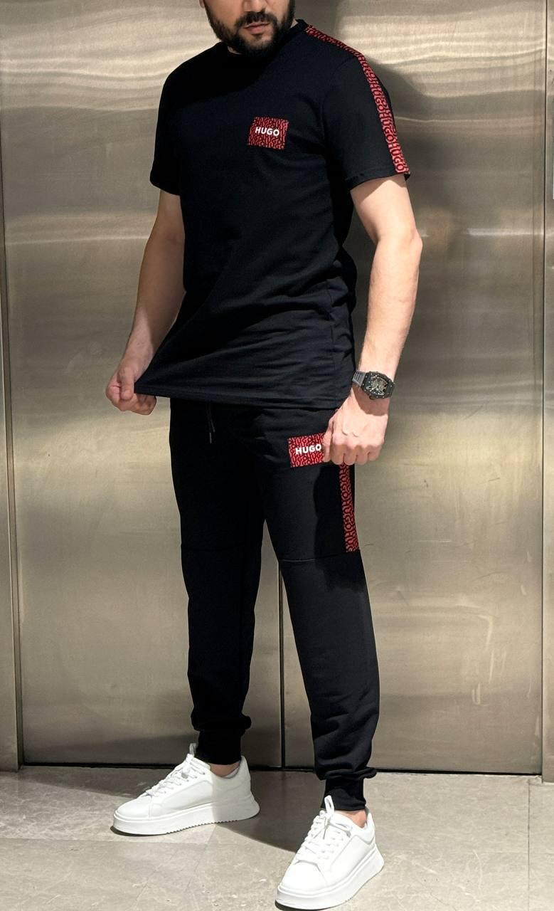 Чоловічий костюм футболка та штани Hugo Boss CK7273 чорний, фото 1